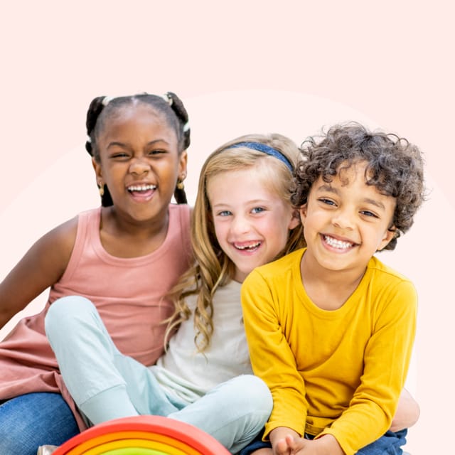 Happy children at a tiney setting