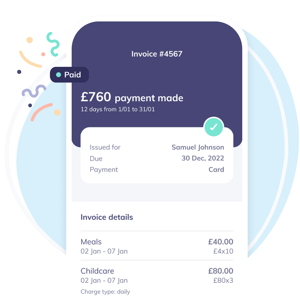 App feature showing payment made
